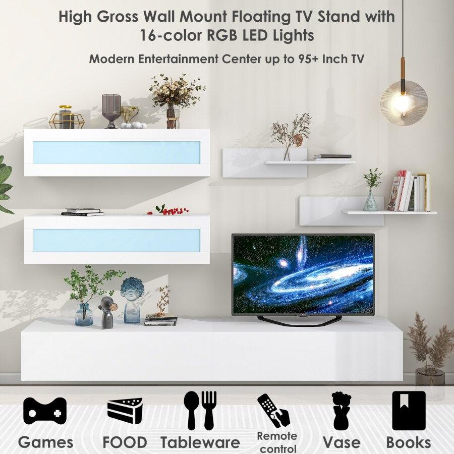 Lixra Modern Glossy Wall Mounted TV Cabinet