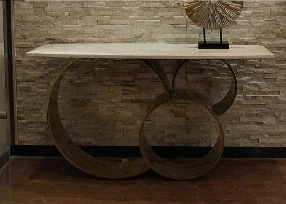 Lixra Modern Gold Base Wooden Accent Table