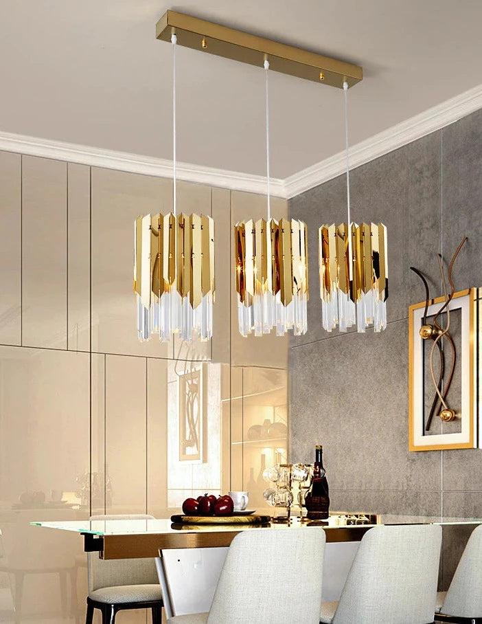 Lixra Modern Gold Crystal Pendant Light