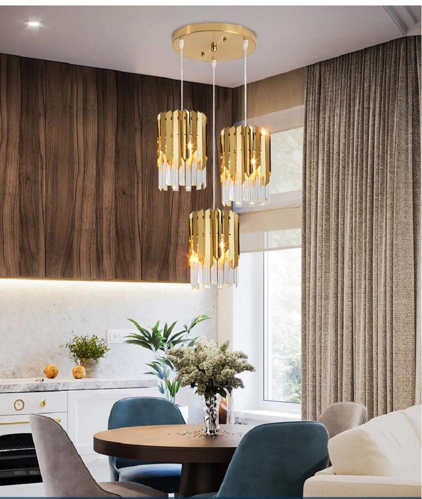lixra Modern Gold Crystal Pendant Light