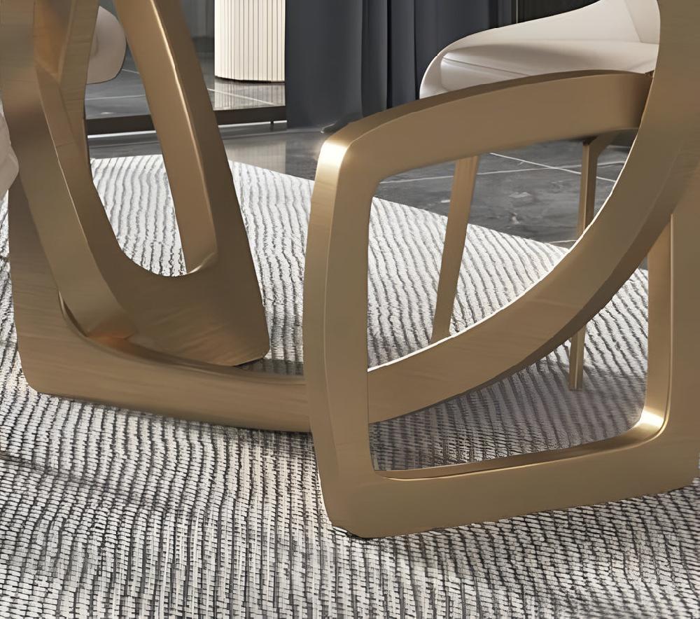 Lixra Modern Golden Finish Marble Dining Table