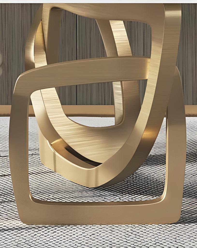 Lixra Modern Golden Finish Marble Dining Table