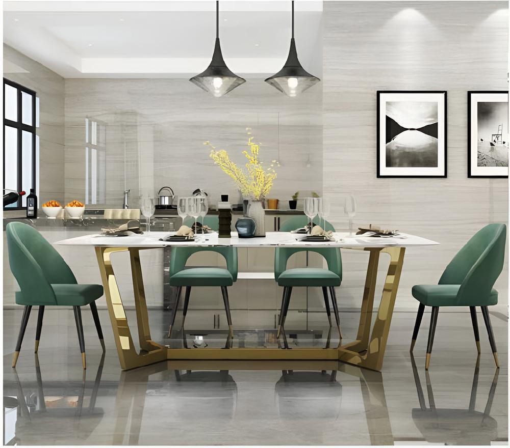 lixra Modern Iconic Marble Top Dining Table Set