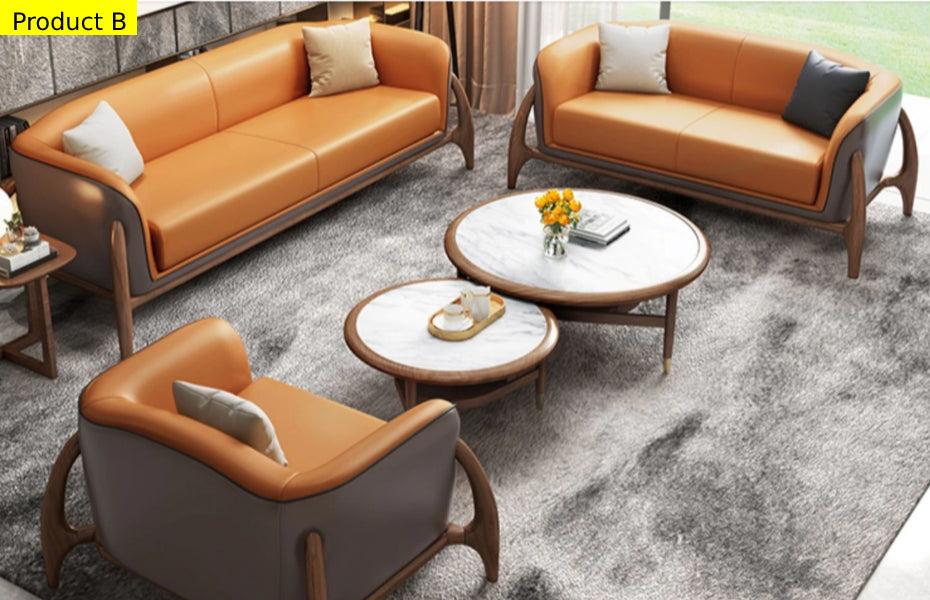 Lixra Modern Indoor 3-Pcs Leather Sofa Set