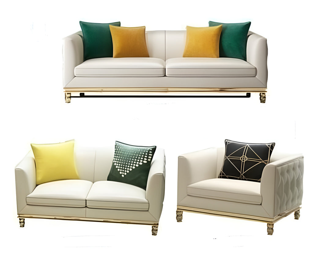 Lixra Modern Indoor Sofa Set In Leather
