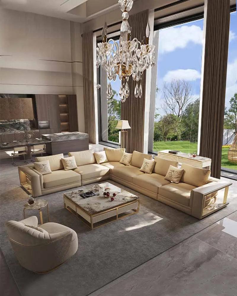 Lixra Modern L-Shaped Leather Sectional Sofa