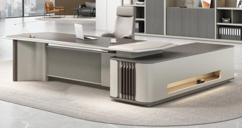 lixra Modern L-Shaped LED Computer Desk