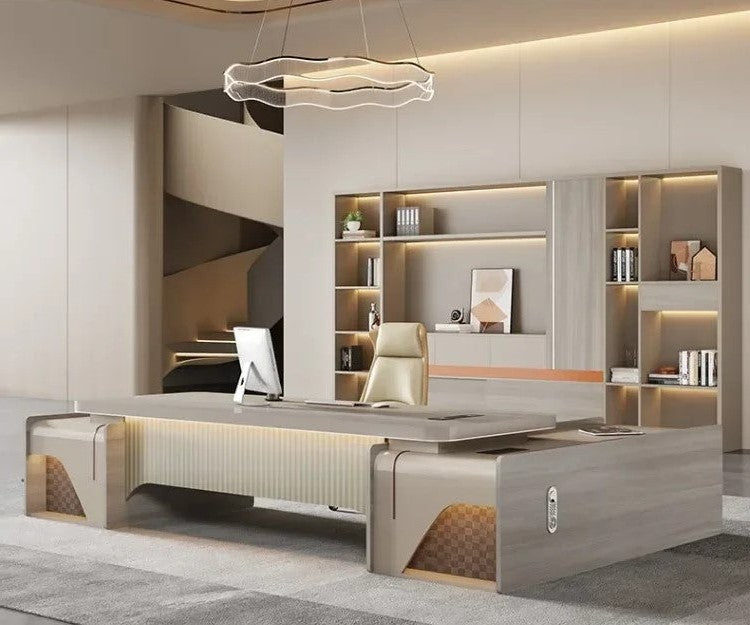 Lixra Modern Large Wood Bookcase With LED