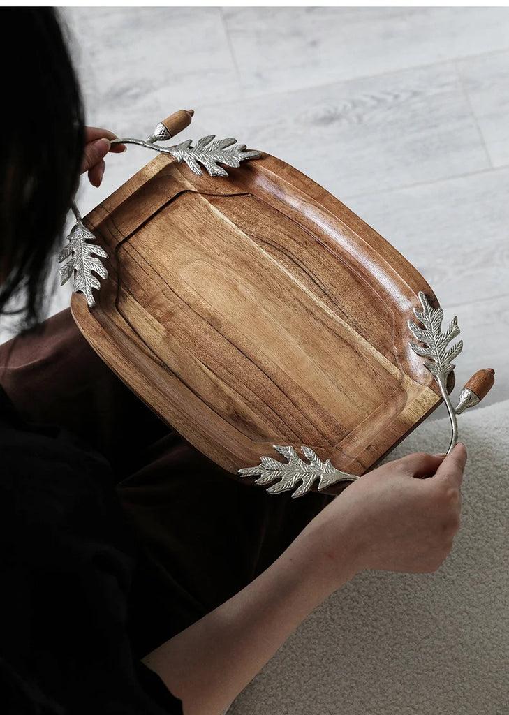 Lixra Modern Leafy Luxury Wooden Tray
