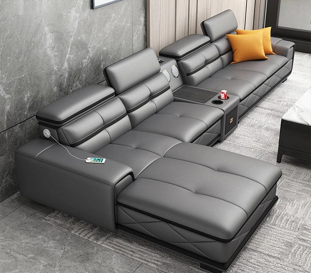 Lixra Modern Leather Sectional Sofa Set