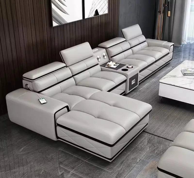 Lixra Modern Leather Sectional Sofa Set