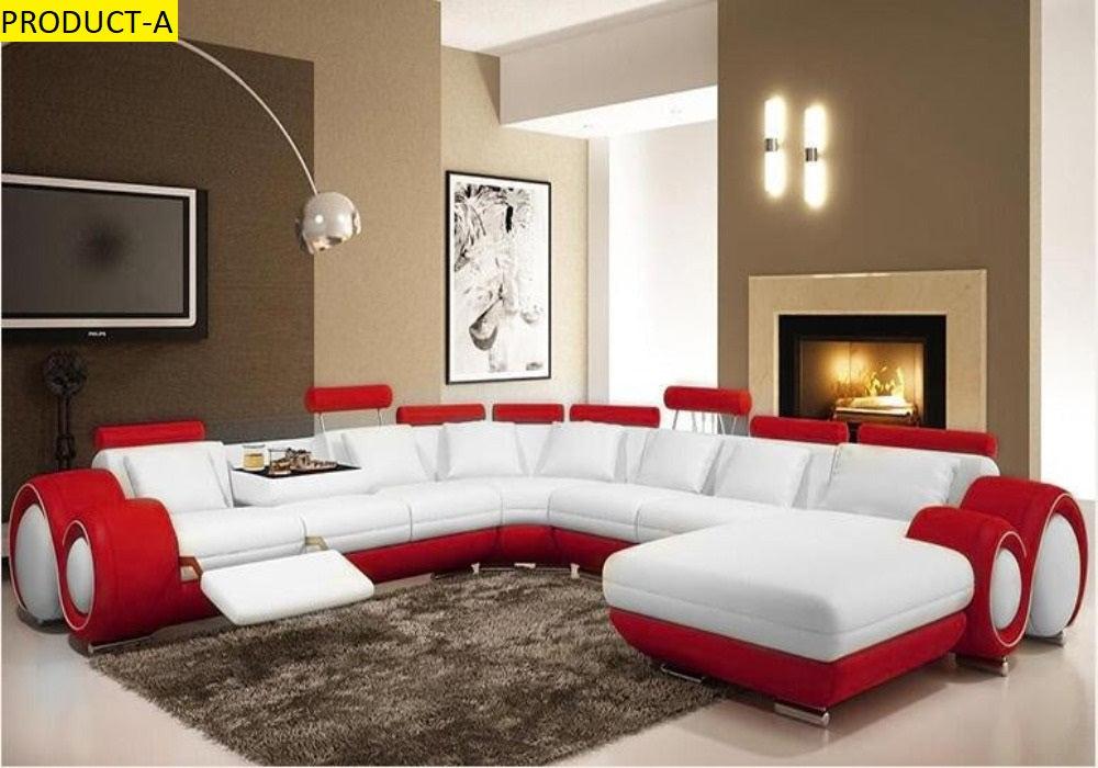 Lixra Modern Leather Sectional Sofa With Recliner