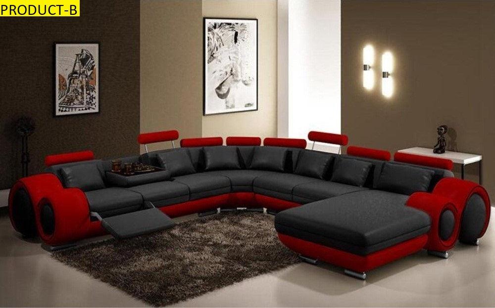 Lixra Modern Leather Sectional Sofa With Recliner