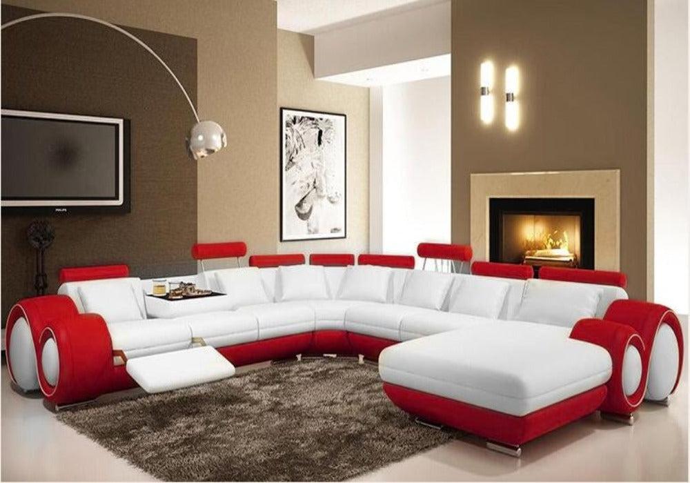 lixra Modern Leather Sectional Sofa with Recliner