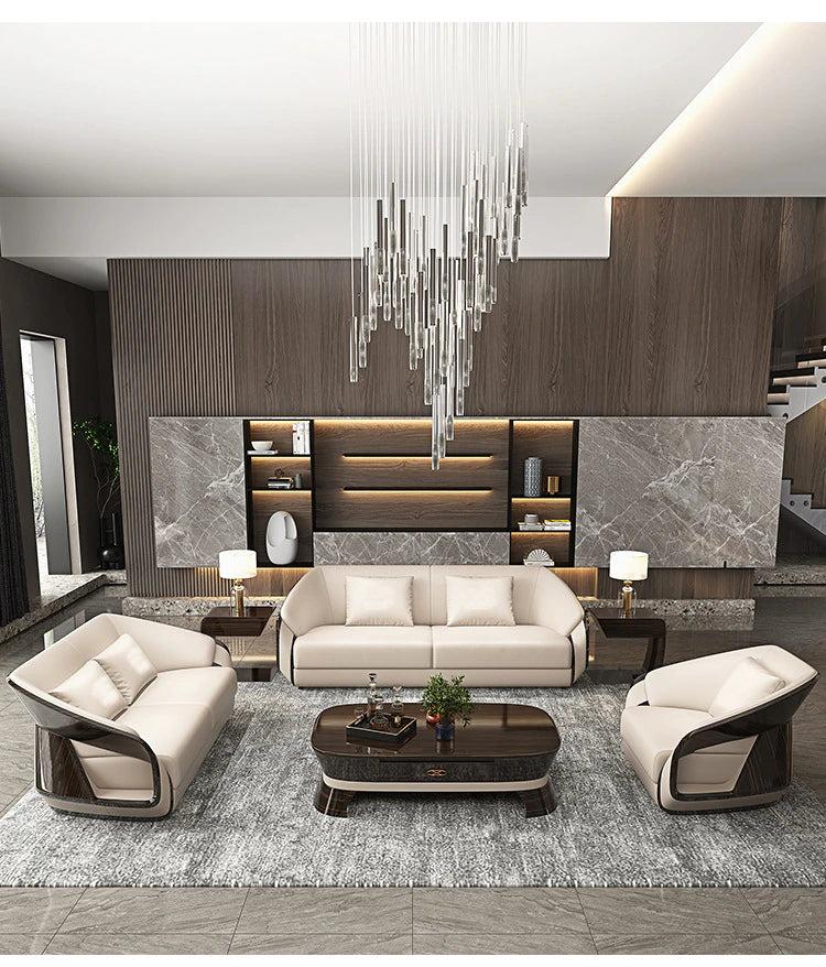 Lixra Modern Leather Sofa Set For Living Room