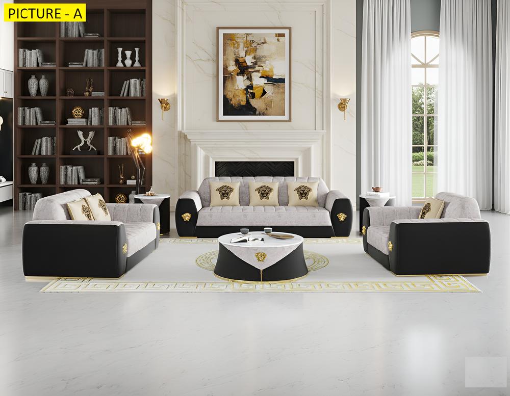 Lixra Modern Living Room Fabric Sofa Set