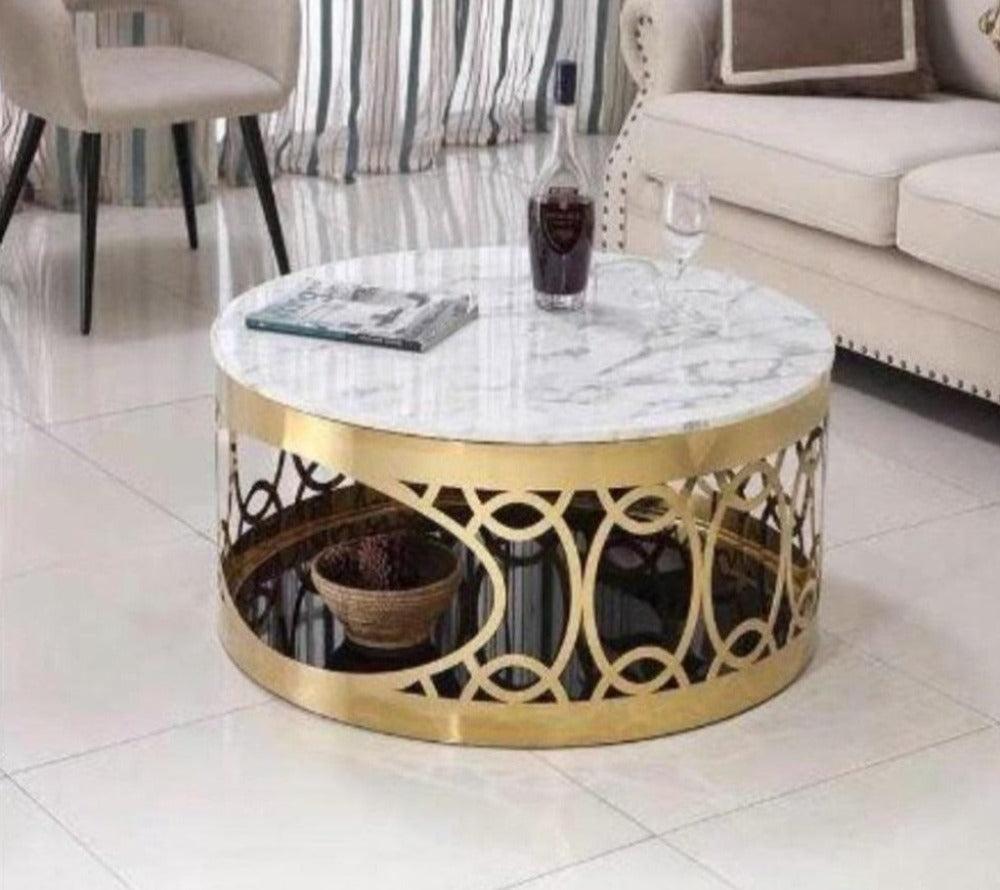 Lixra Modern Look Round Marble Coffee Table