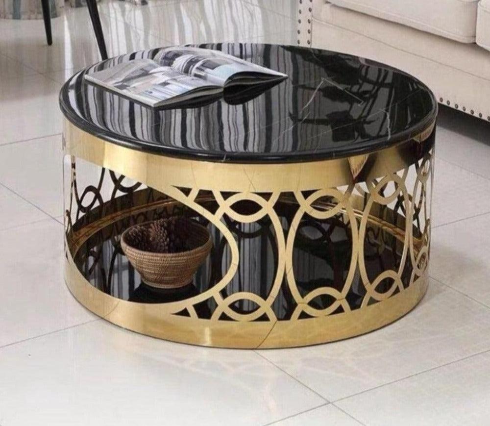 lixra Modern Look Round Marble Coffee Table