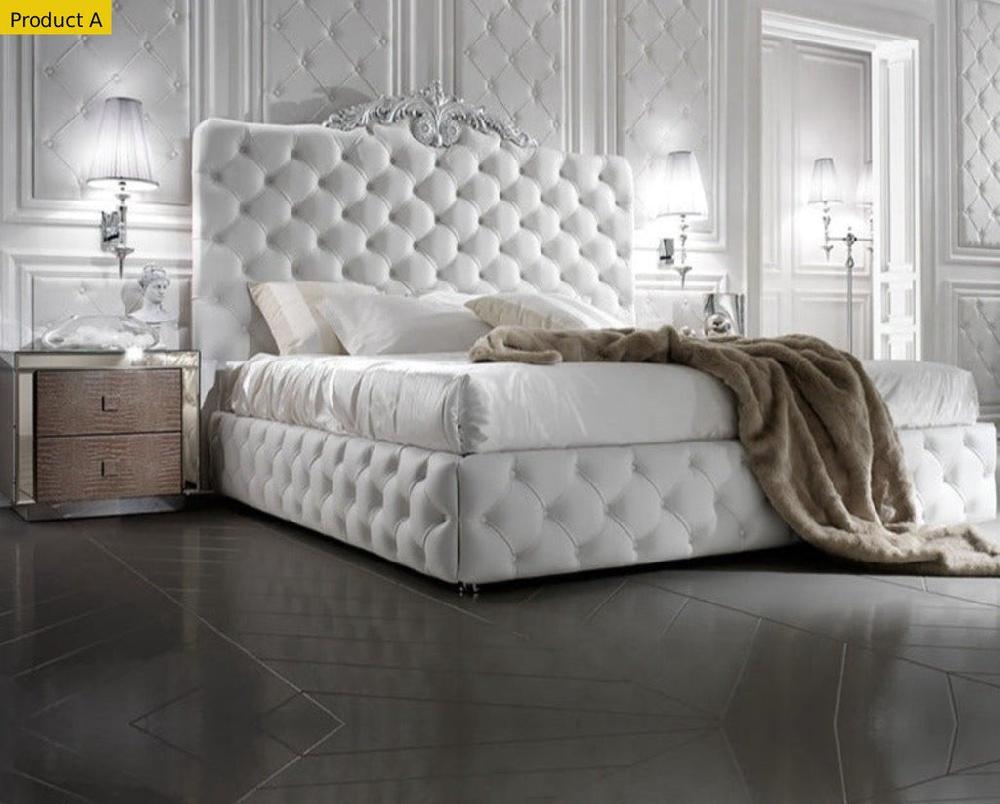 Lixra Modern Luxurious Button Tufted Leather Bed