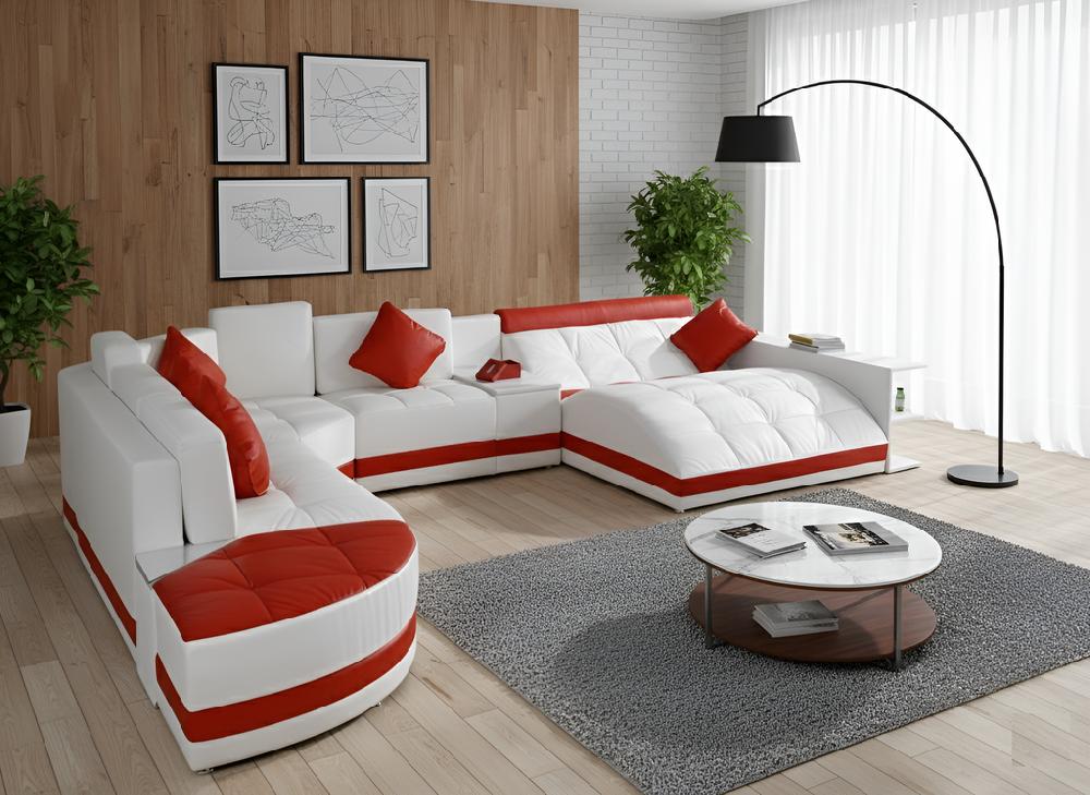 Lixra Modern Luxurious Leather Sectional Sofa Set