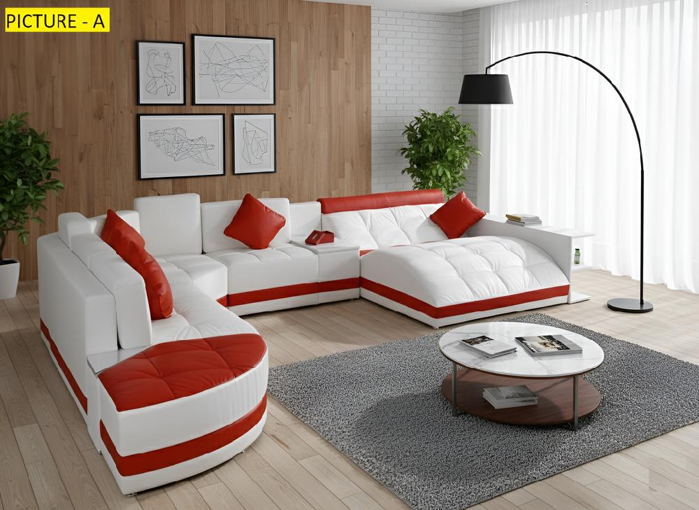 Lixra Modern Luxurious Leather Sectional Sofa Set