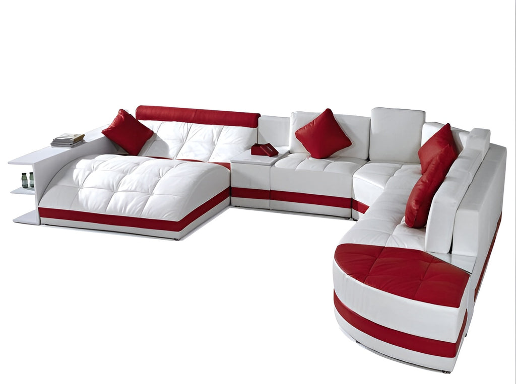 Lixra Modern Luxurious Leather Sectional Sofa Set
