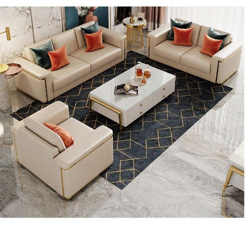 Lixra Modern Luxurious Leather Sofa Set