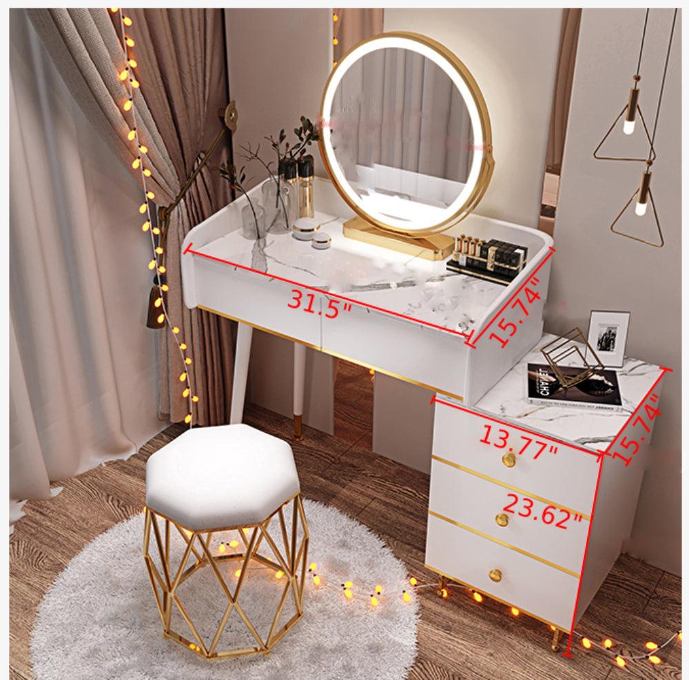 lixra Modern Luxurious Marble-Top Dresser Set