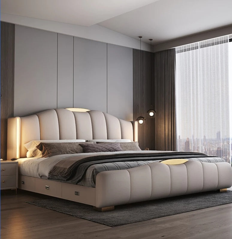 Lixra Modern Luxury Bed With Leather Upholstery