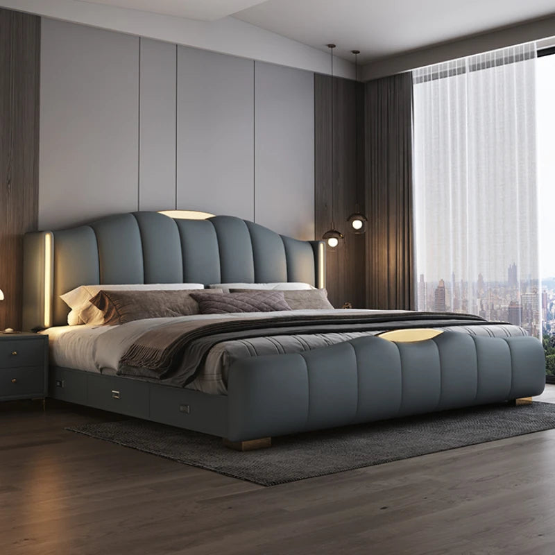 Lixra Modern Luxury Bed With Leather Upholstery