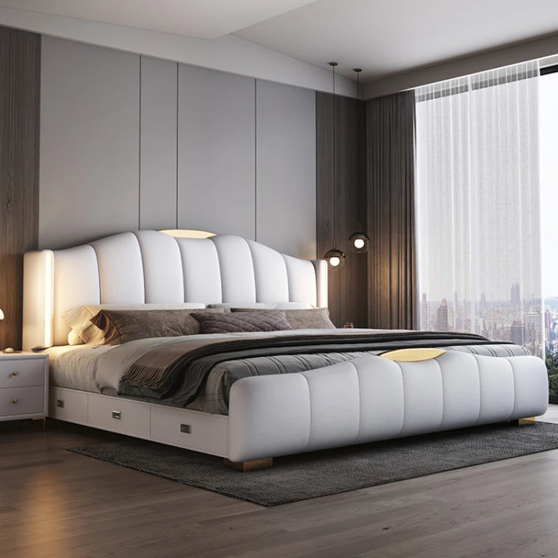 lixra Modern Luxury Bed With Leather Upholstery