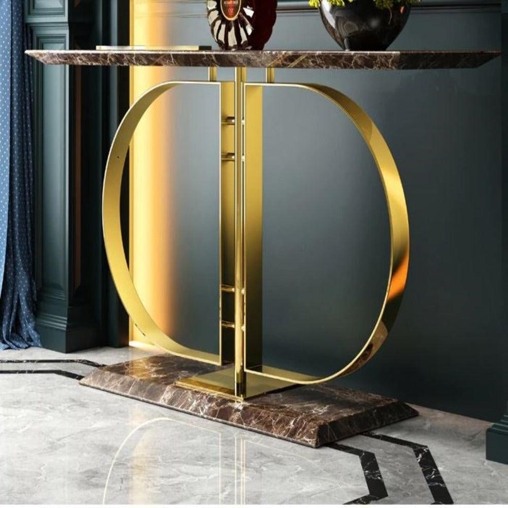 Lixra Modern Marble Accent Table With Gold Base