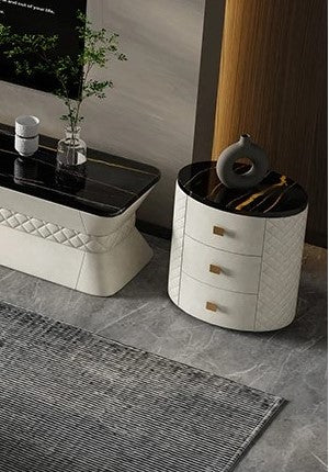 Lixra Modern Marble And Leather Side Table