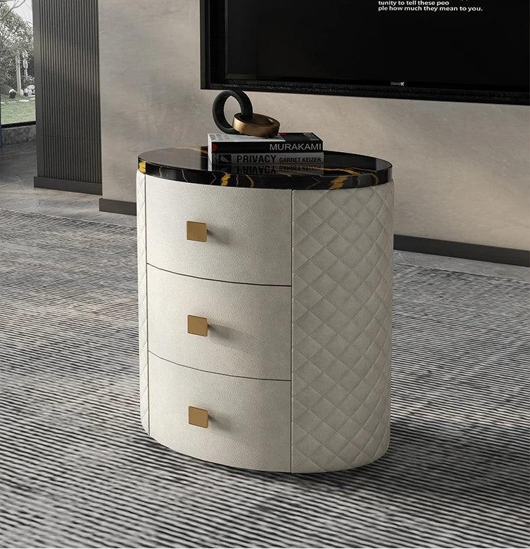lixra Modern Marble and Leather Side Table