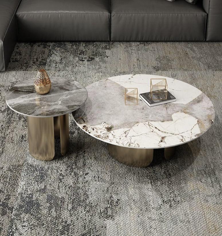 Lixra Modern Marble Coffee Table With Side Table