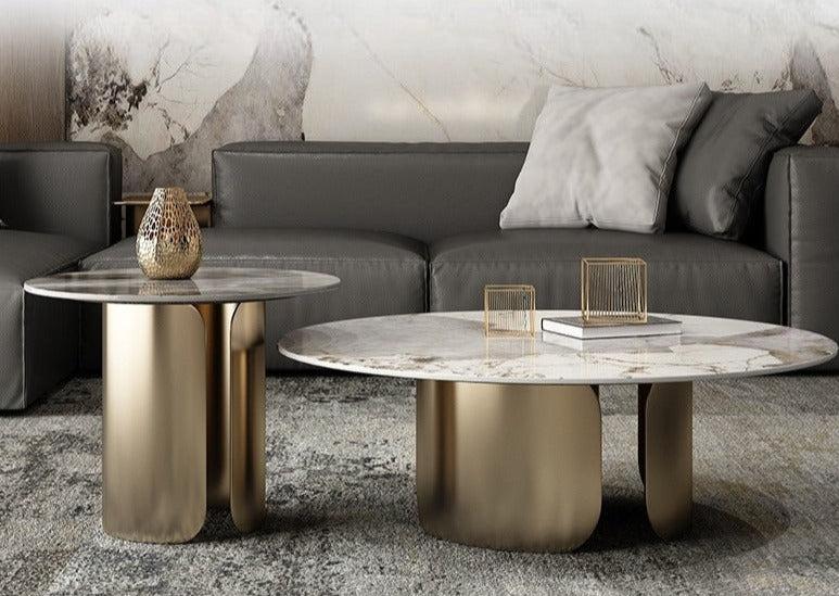 Lixra Modern Marble Coffee Table With Side Table