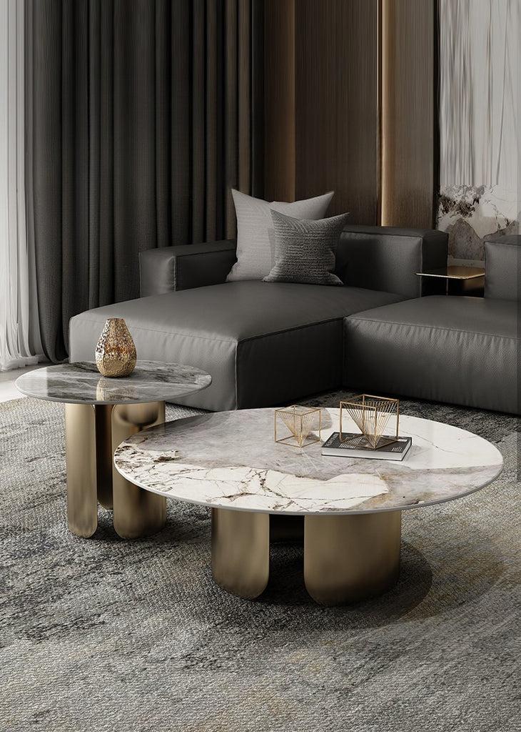Lixra Modern Marble Coffee Table With Side Table