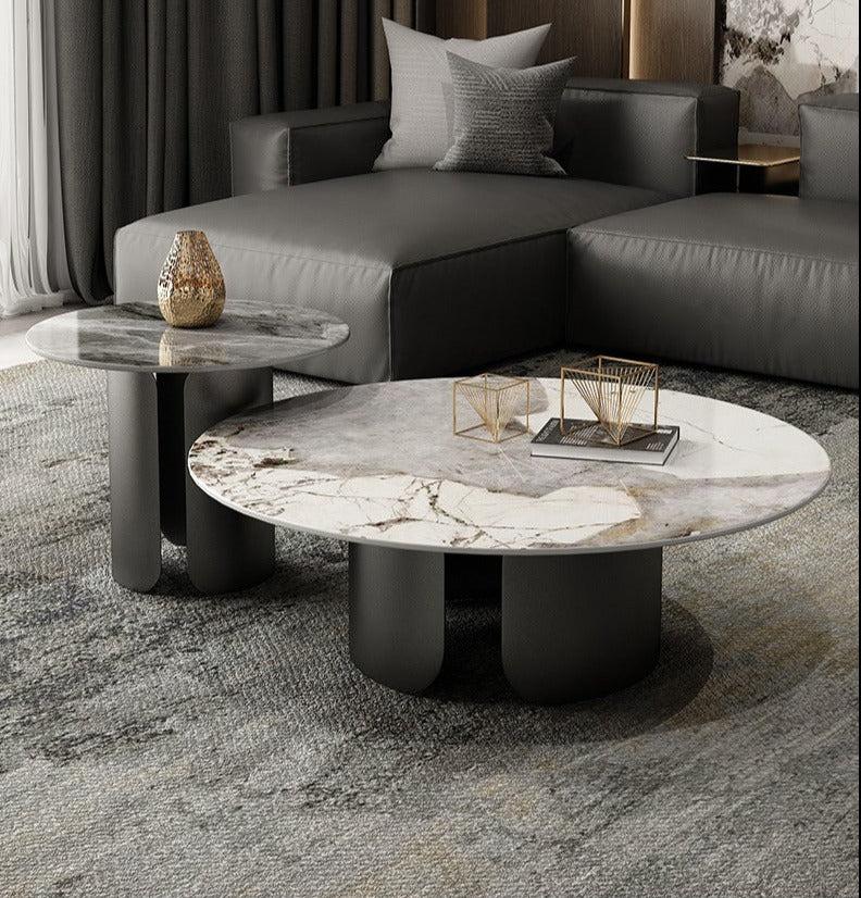 lixra Modern Marble Coffee Table With Side Table