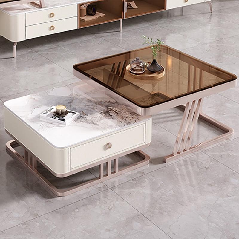 Lixra Modern Marble Coffee Table With Storage