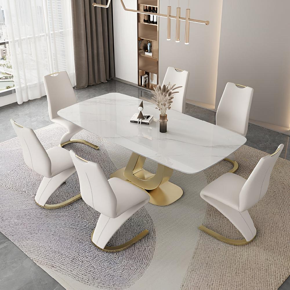 Lixra Modern Marble Dining Table Set With Chairs