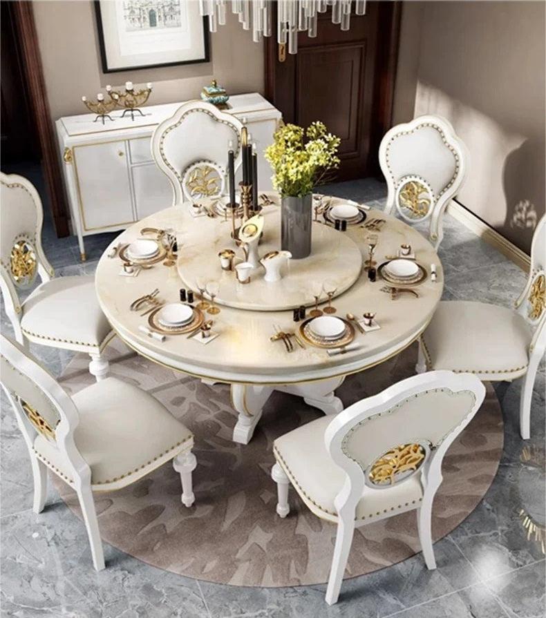 lixra Modern Marble Round Dining Table Set