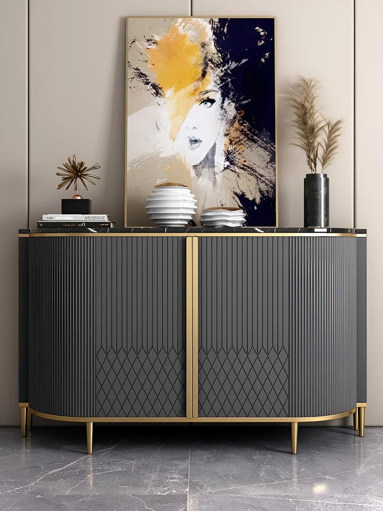 Lixra Modern Marble Top Buffet Table With Storage