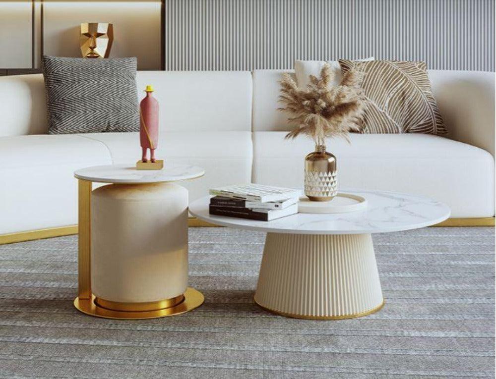 Lixra Modern Marble Top Coffee Table Set