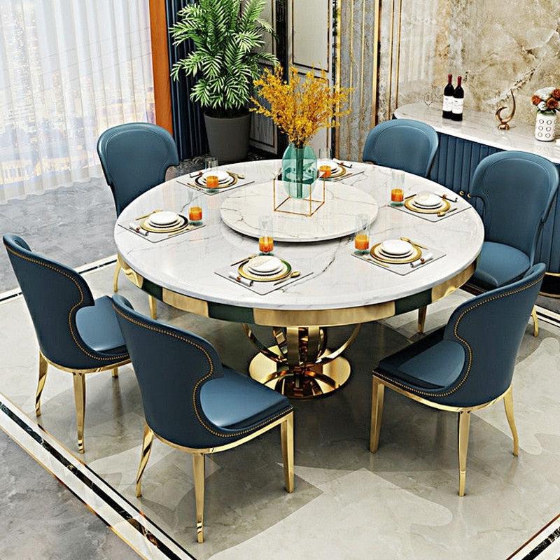 Lixra Modern Marble-Top Dining Table Set