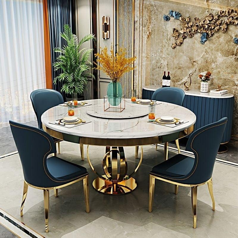 Lixra Modern Marble-Top Dining Table Set
