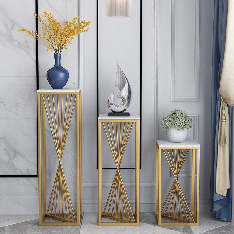 Lixra Modern Marble-Top Gold Pedestal Table