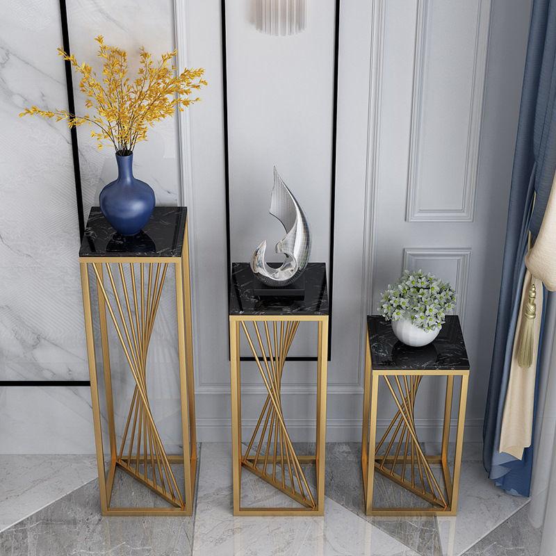 Lixra Modern Marble-Top Gold Pedestal Table