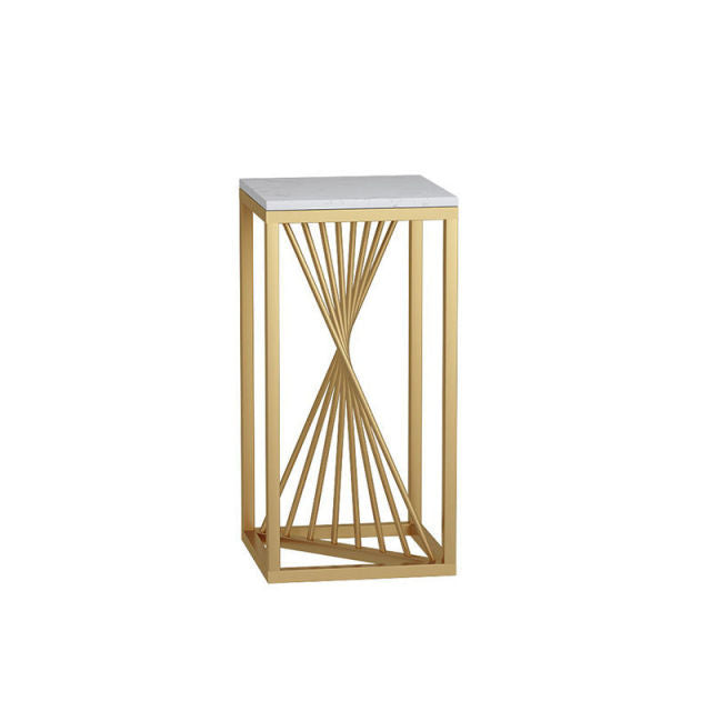 lixra Modern Marble-Top Gold Pedestal Table