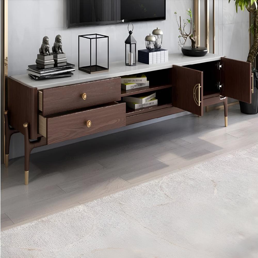 Lixra Modern Marble Top TV-Stand Table