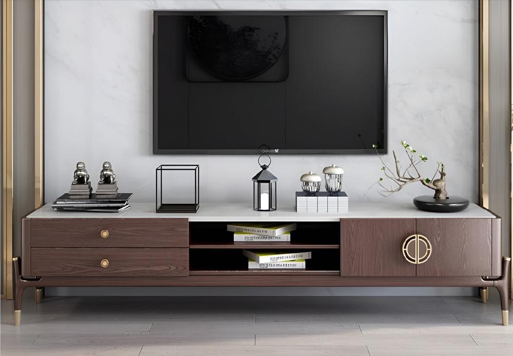 Lixra Modern Marble Top TV-Stand Table